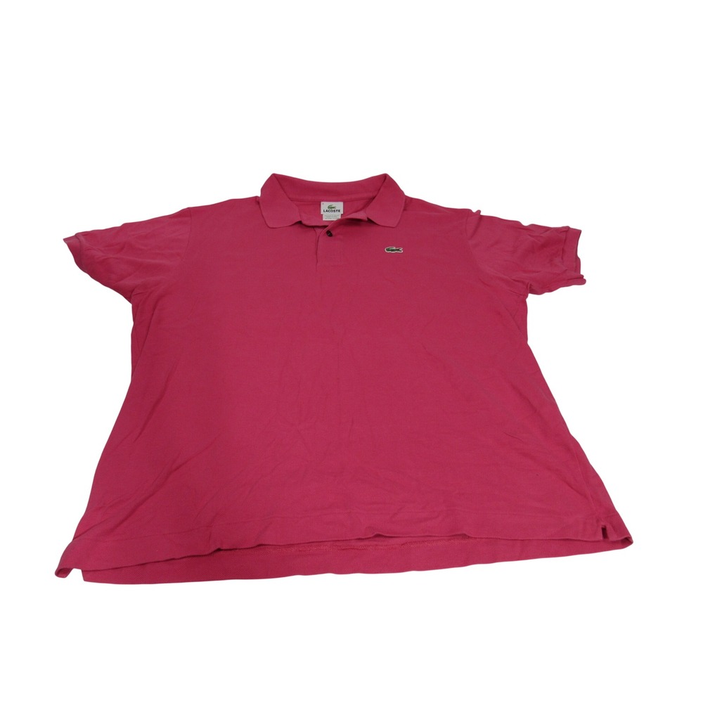Lacoste Mens Pink Short Sleeve Cotton Pique Polo Shirt Size 6 XL Logo Classic